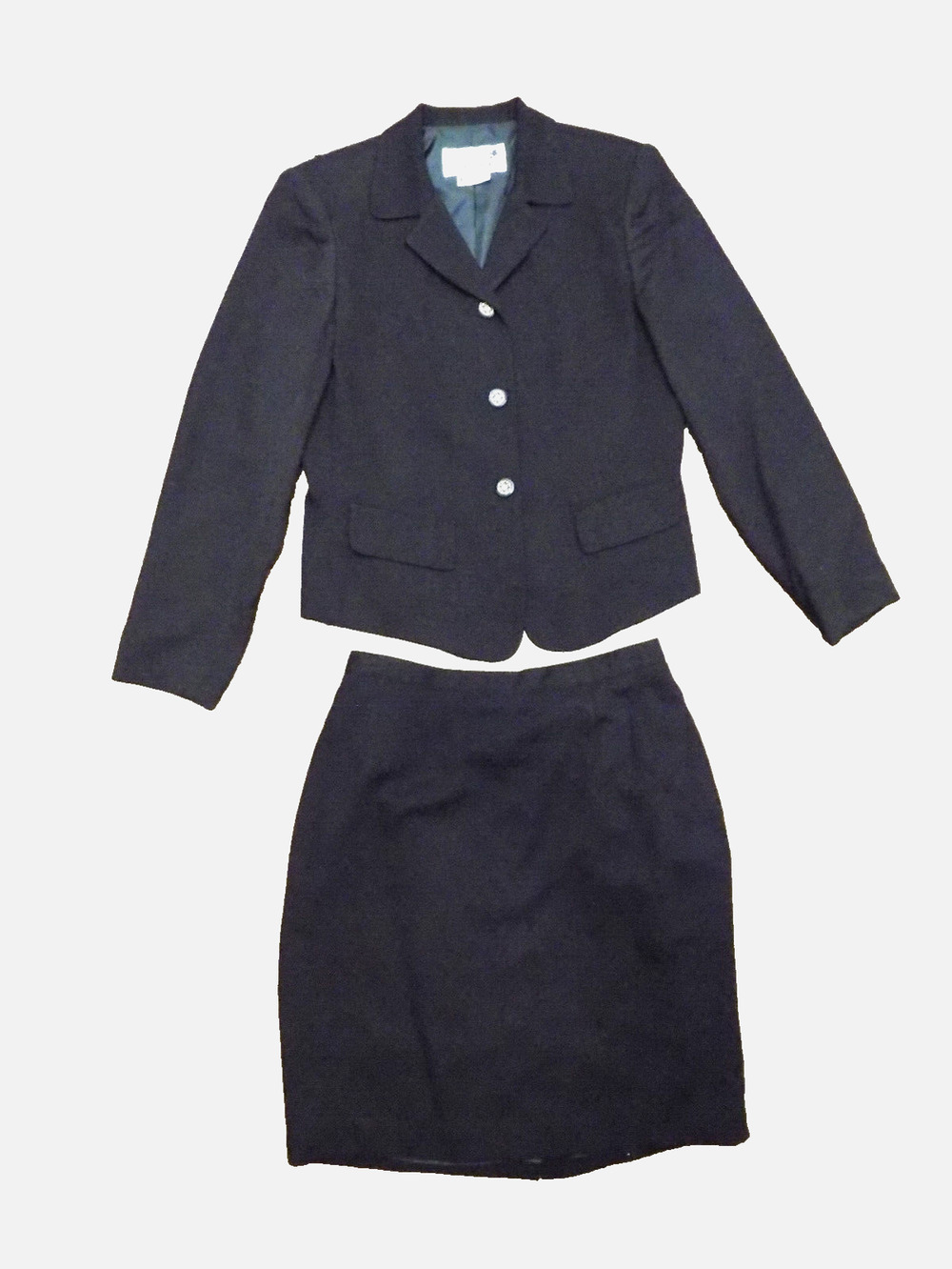 Vtg 2 pc Stanley Blacker Black 28" waist Skirt Blazer Classic suit sz MED Nice!